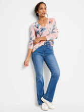 Load image into Gallery viewer, This chic elevated sweater is an ideal upgrade for your daily attire. Its abstract floral print and waffle stitch texture add a contemporary and fashionable flair, while the cozy cotton blend ensures comfort and confidence throughout the day. Combine it with your go-to jeans for a casual yet stylish ensemble suitable for any season. It features long sleeves, a broad V-neck collar, and a comfortable midweight design. Consciously crafted from fully-fashioned knitwear, it also promotes textile waste reduction.