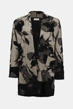 Load image into Gallery viewer, Black and champagne patterned long cardigan.