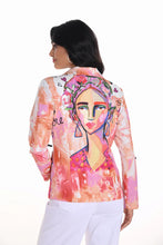 Load image into Gallery viewer, Frank Lyman’s abstract blazer turns heads with its vivid pink-and-orange abstract pattern, bringing joyful energy to classic tailoring. Designed with a sleek open front and lightweight structure, it’s perfect for layering from desk to dinner—or for turning any outfit into a work of art.