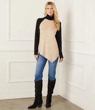 Load image into Gallery viewer, This Asymmetric Turtleneck Top is made from double brushed sweater knit material, guaranteeing ultimate comfort and warmth. Its color block design adds a touch of style to its functionality.