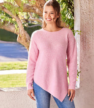 Load image into Gallery viewer, Achieve an effortlessly stylish look with our Asymmetric Hem Sweater. Made with soft and comfortable fabric, this sweater features an easy fit that flatters any body type. Perfect for any occasion, it's a must-have addition to your wardrobe.