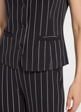 Load image into Gallery viewer, Black pinstripe vest and pants on a white background.