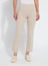 Load image into Gallery viewer, Discover the perfect fit for women with a shorter stature with our Ankle Denim Baby Bootcut - a stylish pant featuring a 27-inch length and slight leg flare. Our pants are made from 4-way stretch Knit Denim and offer a concealed patented waistband, back patch pockets with metal grommets and anatomical seaming for a flattering and comfortable fit. The Ankle Denim Baby Bootcut jean sculpts the body with its precise hip and thigh coverage, leading to an elegant open bootcut leg.