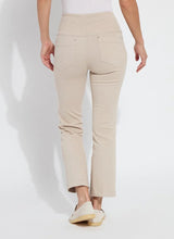 Load image into Gallery viewer, Discover the perfect fit for women with a shorter stature with our Ankle Denim Baby Bootcut - a stylish pant featuring a 27-inch length and slight leg flare. Our pants are made from 4-way stretch Knit Denim and offer a concealed patented waistband, back patch pockets with metal grommets and anatomical seaming for a flattering and comfortable fit. The Ankle Denim Baby Bootcut jean sculpts the body with its precise hip and thigh coverage, leading to an elegant open bootcut leg.