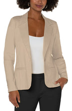 Load image into Gallery viewer, Okay, you need this! We call this "The Wear with Everything Blazer." Instantly feel cool and sophisticated in this fitted knit blazer! Wear to work on business meetings with the matching Kelsey Wide Leg Trouser in Biscuit Tan