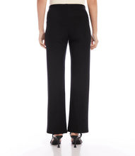Load image into Gallery viewer, Experience the ultimate combination of style and comfort with the Black Contrast Pocket Pants by Karen Kane. Whether dressing up for the office or aiming for a casual yet chic look, these pants provide a premium feel against your skin. Elevate your next black pant experience with Karen Kane's signature contrast pocket design. Color - Black. Contrast pockets in faux leather. Full length. Straight leg. Elasticized waistband.