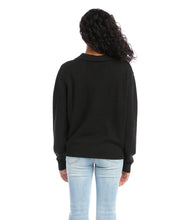 Load image into Gallery viewer, Crafted from a super soft recycled blend, this sweater pullover is detailed with a polished collar. This easy-to-wear sweater is a great addition to your wardrobe as it is part of our eco-friendly collection. Long sleeve Length: 24 inches (size M) Point collar. Recycled blend. Fabric- 98% Recycled Polyester. 2% Spandex.