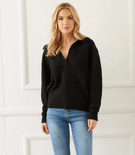 Load image into Gallery viewer, Crafted from a super soft recycled blend, this sweater pullover is detailed with a polished collar. This easy-to-wear sweater is a great addition to your wardrobe as it is part of our eco-friendly collection. Long sleeve Length: 24 inches (size M) Point collar. Recycled blend. Fabric- 98% Recycled Polyester. 2% Spandex.