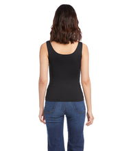 Load image into Gallery viewer, Indulge in the buttery softness of this essential tank. With its flattering scoop neck and super soft fabrication, this easy basic is a must-have staple. This tank is the perfect base for all your layering needs. Color- Black. Sleeveless. Scoop neckline. Fitted. Fabric -92% Nylon. 8% Spandex.