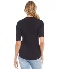 Load image into Gallery viewer, Elevate the classic short-sleeve silhouette with this ribbed sweater, which offers a contemporary and elegant look suitable for various events. Its lightweight build is perfect for seasonal transitions, ensuring you remain effortlessly fashionable throughout the year.