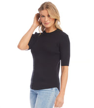 Load image into Gallery viewer, Elevate the classic short-sleeve silhouette with this ribbed sweater, which offers a contemporary and elegant look suitable for various events. Its lightweight build is perfect for seasonal transitions, ensuring you remain effortlessly fashionable throughout the year.