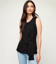 Load image into Gallery viewer, Seamlessly transition from day to night in this versatile, wrinkle-free top that features a carefully placed side drape detail that creates a sculpted effect to complement your natural shape. The luxurious blend of rayon and spandex not only feels incredibly soft against your skin but also provides a flattering stretch that enhances your silhouette.