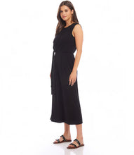 Load image into Gallery viewer, Ideal for attending a brunch date, an outdoor event, or just relaxing and enjoying a leisurely day, this midi dress with a tie waist easily goes from casual to sophisticated. The lightweight rayon fabric guarantees comfortable wear throughout the day, and the addition of spandex provides a touch of flexibility for effortless movement.