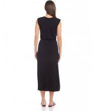 Load image into Gallery viewer, Ideal for attending a brunch date, an outdoor event, or just relaxing and enjoying a leisurely day, this midi dress with a tie waist easily goes from casual to sophisticated. The lightweight rayon fabric guarantees comfortable wear throughout the day, and the addition of spandex provides a touch of flexibility for effortless movement.