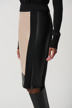 Load image into Gallery viewer, Bardot Black and Latte Heavy Knit and Faux Leather Pencil Skirt- Joseph Ribkoff Style 234164