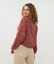 Load image into Gallery viewer, Discover a dazzling element in this eye-catching jacket, boasting captivating colors. Introducing the multicolor boucle blazer from EsQualo, featuring shimmering bronze lurex and various yarns, accented with classy gold buttons. Achieve effortless style with the versatile and chic blazer infused with a multicolor boucle fabric for a unique texture and visual appeal. The shorter silhouette makes it ideal for complementing a range of looks.