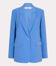 Load image into Gallery viewer, Elevate your look with this EsQualo blazer in an electric blue. Its vibrant color and structured design exude sophistication, while the included gold-tone cufflinks bring a touch of luxury. Perfect for both professional and chic casual outfits, style this versatile blazer with matching trousers, a skirt, or even pair it with jeans. A must-have for any fashion-forward wardrobe.