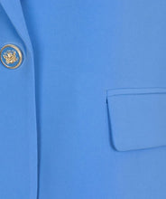 Load image into Gallery viewer, Elevate your look with this EsQualo blazer in an electric blue. Its vibrant color and structured design exude sophistication, while the included gold-tone cufflinks bring a touch of luxury. Perfect for both professional and chic casual outfits, style this versatile blazer with matching trousers, a skirt, or even pair it with jeans. A must-have for any fashion-forward wardrobe.