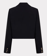 Load image into Gallery viewer, Black blazer with a single button against a light gray background.