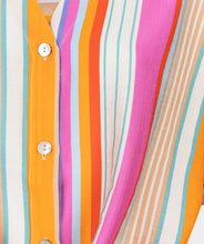 Load image into Gallery viewer, The EsQualo Birit Blouse Knot Striped is a stylish and versatile top designed for effortless elegance. It features a classic striped pattern, a flattering V-neckline, and a trendy front knot detail that adds a modern touch. Pairs effortlessly with jeans, shorts, skirts, or tailored trousers for a chic ensemble.