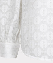 Load image into Gallery viewer, Close-up of a white textured fabric with a subtle pattern against a light gray background.