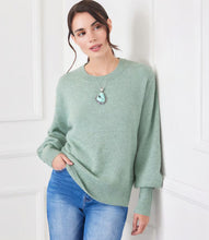 Load image into Gallery viewer, This versatile sweater features an easy fit and stylish blouson sleeves. Its comfortable design allows for effortless wear, while its trendy details add a touch of elegance.
