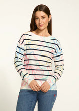 Load image into Gallery viewer, This sweater blooms with a romantic floral and eye-catching print, perfect for spring outings. The boat-neck design adds a touch of elegance, while the soft fabric ensures a cozy fit.