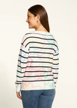 Load image into Gallery viewer, This sweater blooms with a romantic floral and eye-catching print, perfect for spring outings. The boat-neck design adds a touch of elegance, while the soft fabric ensures a cozy fit.