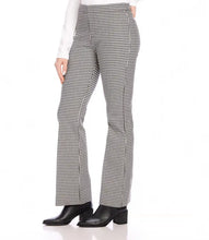 Load image into Gallery viewer, The Karen Kane Bootcut Pants in black and off-white are expertly crafted from a long-lasting woven material, making them ideal for both work and evening wear. Sporting a chic small check pattern, these pants are a practical and versatile choice for colder weather.
