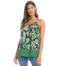 Load image into Gallery viewer, Add a touch of romance and sophistication with this vintage-inspired floral border print. Made of lightweight crepe fabric, this tank offers a dreamy and airy feel against your skin.