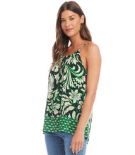 Load image into Gallery viewer, Add a touch of romance and sophistication with this vintage-inspired floral border print. Made of lightweight crepe fabric, this tank offers a dreamy and airy feel against your skin.
