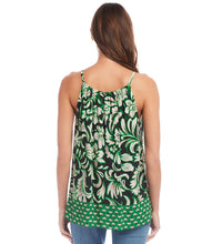 Load image into Gallery viewer, Add a touch of romance and sophistication with this vintage-inspired floral border print. Made of lightweight crepe fabric, this tank offers a dreamy and airy feel against your skin.