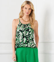 Load image into Gallery viewer, Add a touch of romance and sophistication with this vintage-inspired floral border print. Made of lightweight crepe fabric, this tank offers a dreamy and airy feel against your skin.