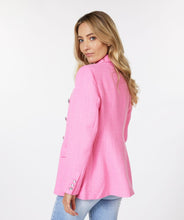 Load image into Gallery viewer, This amazing boucle blazer in pink is absolutely stunning in person. Sophisticated and charming, our Pandora blazer is a Chanel inspired design with decorative buttons that provide a rich look. Dress up or wear with denim, this blazer will elevate any look.