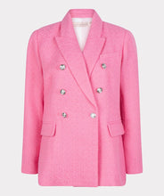 Load image into Gallery viewer, This amazing boucle blazer in pink is absolutely stunning in person. Sophisticated and charming, our Pandora blazer is a Chanel inspired design with decorative buttons that provide a rich look. Dress up or wear with denim, this blazer will elevate any look.