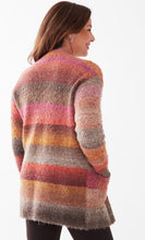 Load image into Gallery viewer, A cardigan is a great layering item, and you'll soon call the Silvia cardigan your go-to. It provides a stunning spectrum of colors and is sure to keep you warm. Colors- Brown, pink, burgundy, orange. Ultra soft and cozy. Front functional pockets. Open cardigan.