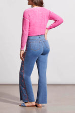 Load image into Gallery viewer, Enhance your fashion with a playful touch thanks to the embroidered side panels on these Brooke Hugging Wide Leg Jeans. Enjoy the flattering high-rise waistband, designed with a hugging fit and tummy tuck panel to enhance your curves.