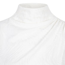 Load image into Gallery viewer, Our Blenda turtleneck is an exquisite piece featuring a delicate burnout animal print. Elegantly draped from the shoulder to the waist, it serves as a sophisticated foundation over slacks or chic skirts. 