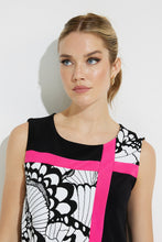 Load image into Gallery viewer, The Bridget butterfly print shift dress is absolutely gorgeous in every way. With its figure flattering design, abstract butterfly print and color block detailing, you are sure to receive compliments when you style this beauty. Color- Black, white, pink. Colorblock. Abstract butterfly print. No pockets. Zipper. Not lined.