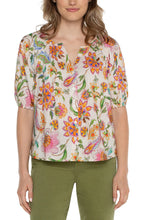 Load image into Gallery viewer, Transform your wardrobe with this beautiful floral printed blouse. Elegant draping and subtle puff sleeves make this a standout. Pairs effortlessly with denim or trousers, making it a must-have!