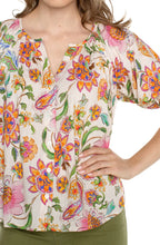 Load image into Gallery viewer, Transform your wardrobe with this beautiful floral printed blouse. Elegant draping and subtle puff sleeves make this a standout. Pairs effortlessly with denim or trousers, making it a must-have!