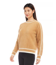 Load image into Gallery viewer, Experience ultimate comfort and style with our Textured Sweater! This brushed sweater is perfect for those who love a fuzzy feel. With a ribbed neck detail, and contrast color lines, it's sure to keep you warm and stylish all day long.