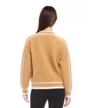 Load image into Gallery viewer, Experience ultimate comfort and style with our Textured Sweater! This brushed sweater is perfect for those who love a fuzzy feel. With a ribbed neck detail, and contrast color lines, it's sure to keep you warm and stylish all day long.