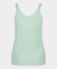 Load image into Gallery viewer, The Chia Camisole with Buttons in Pistachio Color - EsQualo is a versatile and stylish singlet with charming buttons, a flattering v-neckline, and wide straps. Layer it with a cardigan or jacket for cooler days, or wear it on its own for warmer days. It also pairs perfectly with our Pietta Pastel Green Blazer Linen Look - EsQualo SP2410008, making it a must-have addition to any wardrobe.
