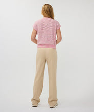Load image into Gallery viewer, The EsQualo cardigan is a stylish and comfortable option in a delicate pink hue. Its cap sleeves, gold snap buttons, and regular fit make it a versatile choice for layering and adding a touch of sophistication to any outfit. With its soft texture, this cardigan is a must-have for any fashion-forward wardrobe.