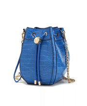 Load image into Gallery viewer, Cassidy Crocodile Embossed Royal Blue Vegan Leather Hobo Bag- MKF Collection