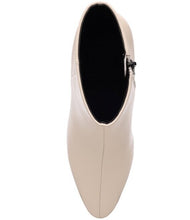 Load image into Gallery viewer, These booties feature an iconic logo on the heel block, adding a striking touch of sophistication. Perfect with casual wide-leg jeans or an elegant dress, they enhance any ensemble with their contemporary style and streamlined design.