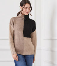 Load image into Gallery viewer, Upgrade your wardrobe with our new colorblock sweater. Made with a soft and comfortable knit design, this sweater offers a roomy fit for all-day comfort. Look stylish and feel cozy in this must-have addition to your closet.