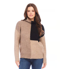 Load image into Gallery viewer, Upgrade your wardrobe with our new colorblock sweater. Made with a soft and comfortable knit design, this sweater offers a roomy fit for all-day comfort. Look stylish and feel cozy in this must-have addition to your closet.
