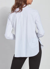 Load image into Gallery viewer, The Connie Slim Button Down boasts a slimmer fit with a curved, hip-length hem that extends longer in the back than the front. Made from travel-friendly, wrinkle-resistant Microfiber, this top pairs seamlessly with bootcut jeans, sandals, and a vegan suede jacket.